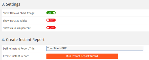 Settings questfox Instant Report
